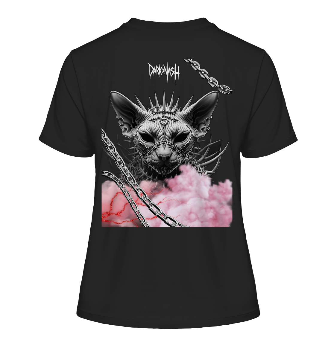 Spiked Sphinx - Dunkle Eleganz trifft auf Technowelt (Backprint) - Fitted Ladies Organic Shirt