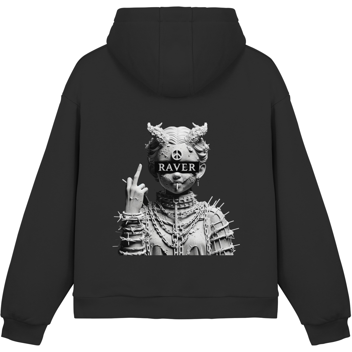 PEACE & CHAINS - Fluffy Boxcut Hoodie