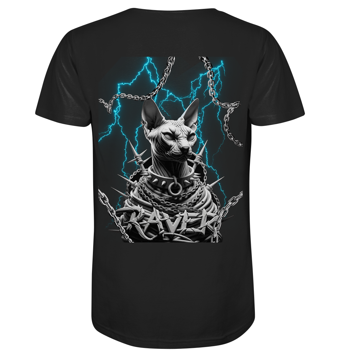 Rave Cat Flash (achterkantprint) - Biologisch basic shirt