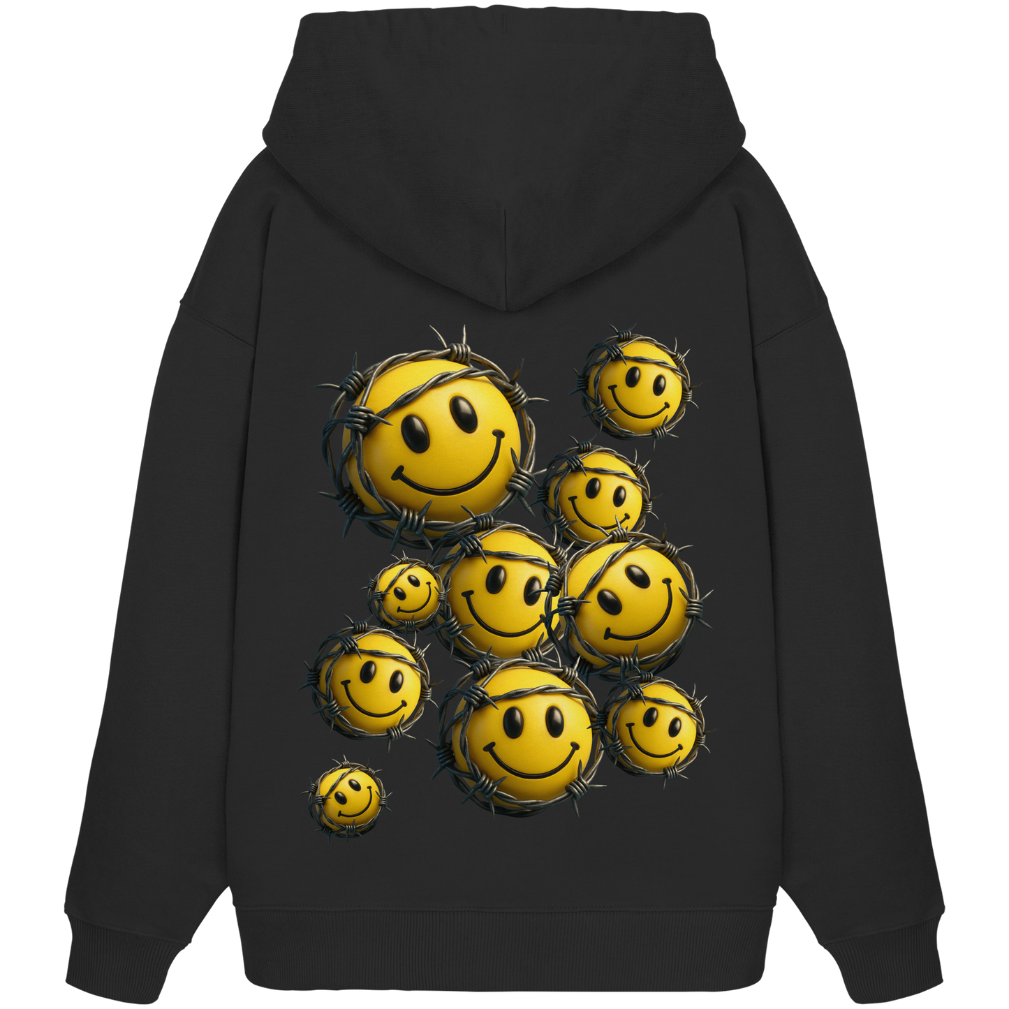 Rückansicht des Acid Is Not a Crime Hoodies – Oversized Fit aus Bio-Baumwolle