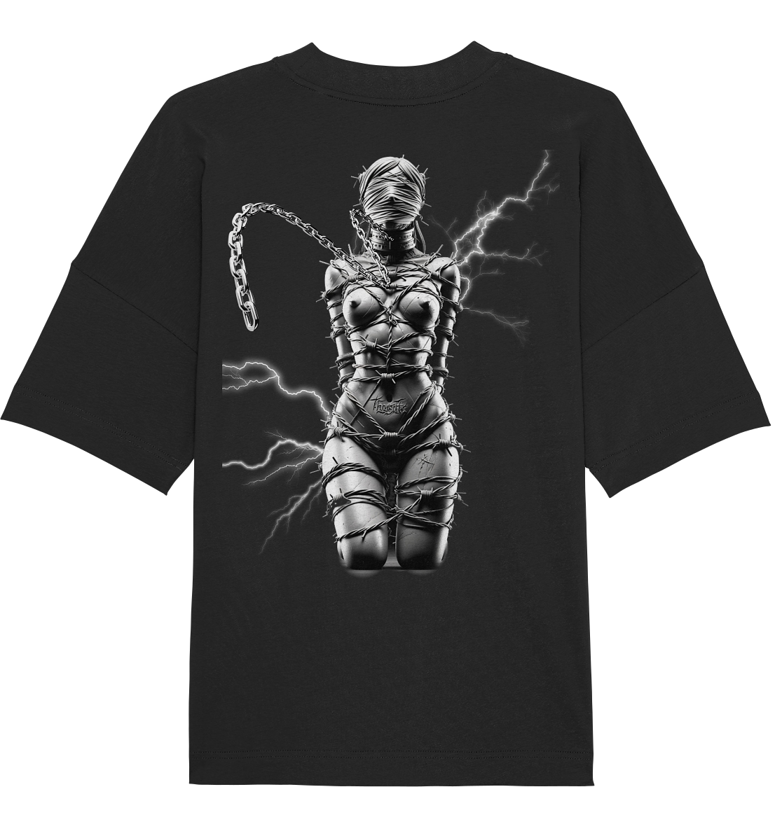 BDSM Techno Fusion – Stacheldraht Embrace Flash (Backprint) - Organic Oversize Shirt