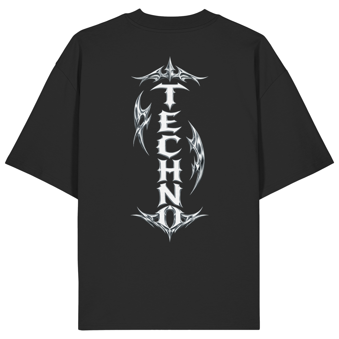 Schwarzes Oversized Techno T-Shirt DARKXNASH mit Backprint, minimalistisches Streetwear Design, Rave und Clubwear Style
