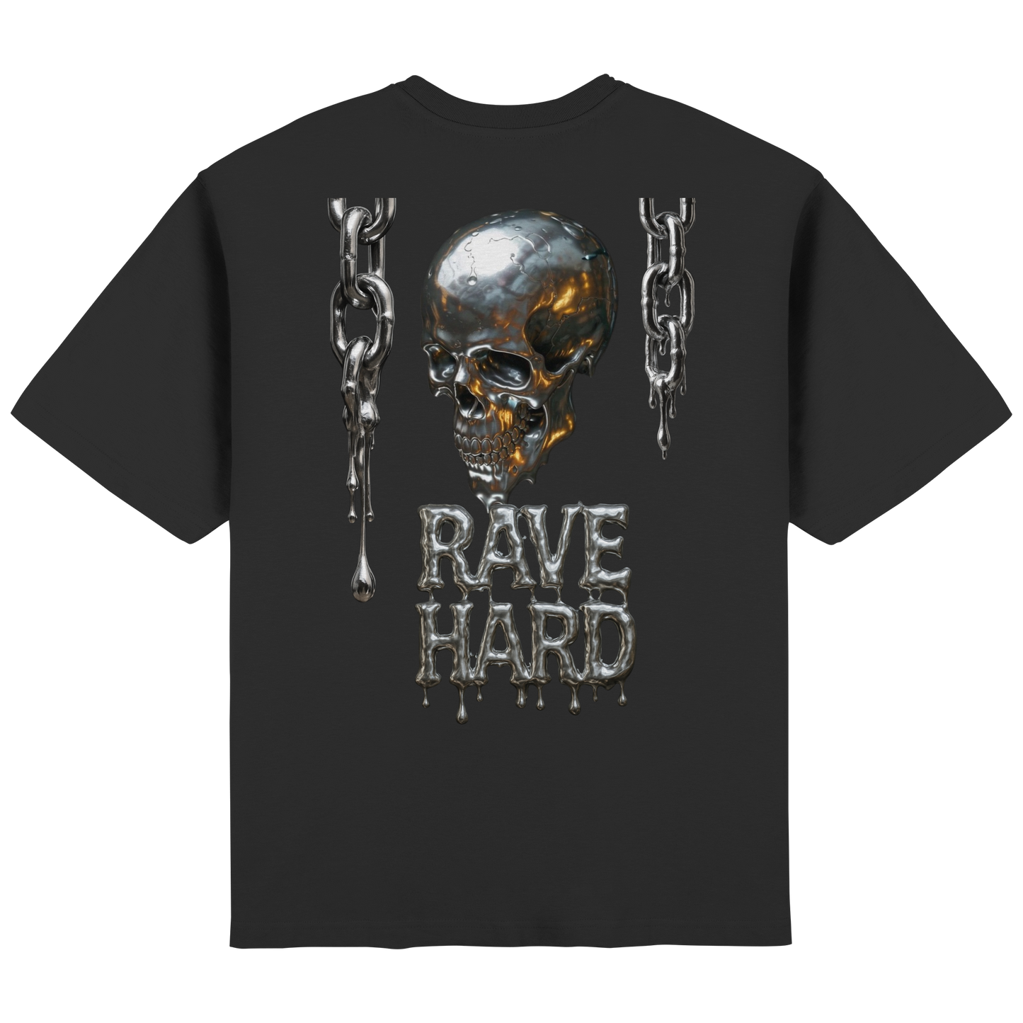 Rave Hard Melting Skull - Streetwear Oversized T-Shirt