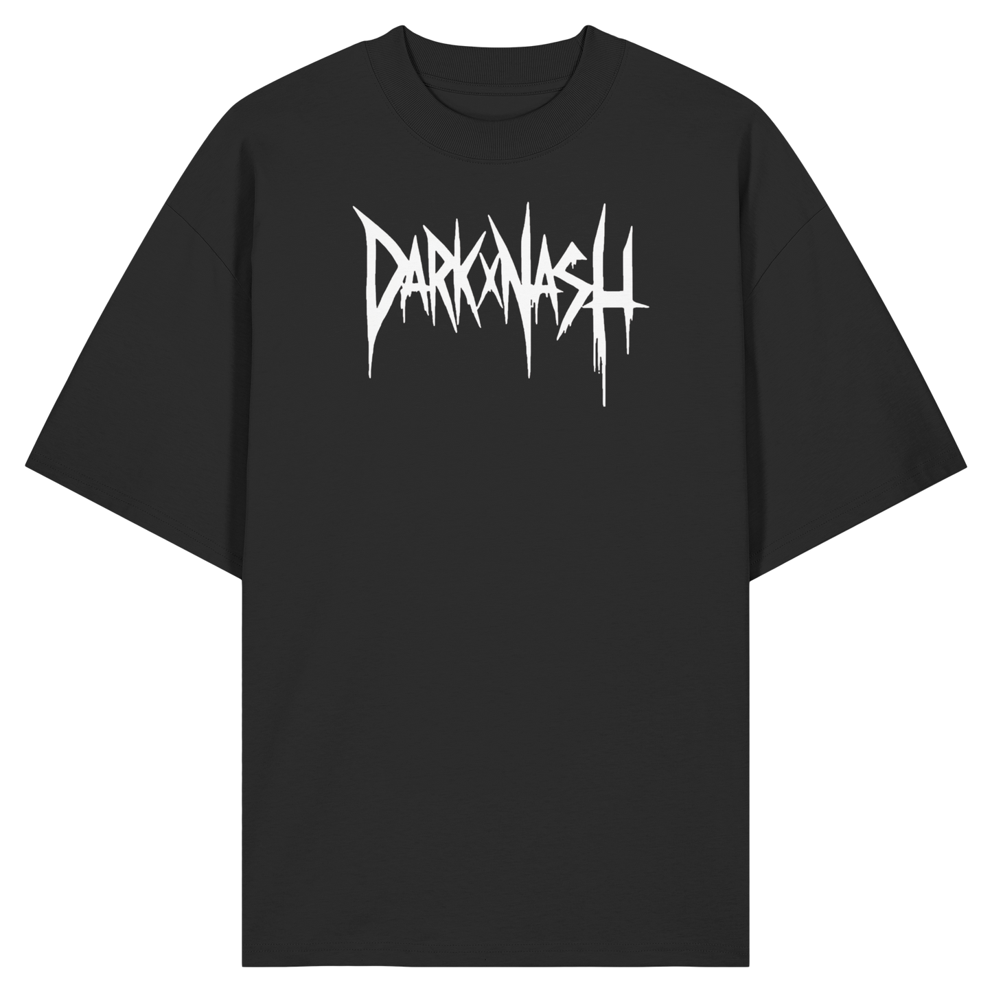 Schwarzes Oversized Streetwear T-Shirt mit weißem DARKXNASH Frontlogo – Techno Fashion