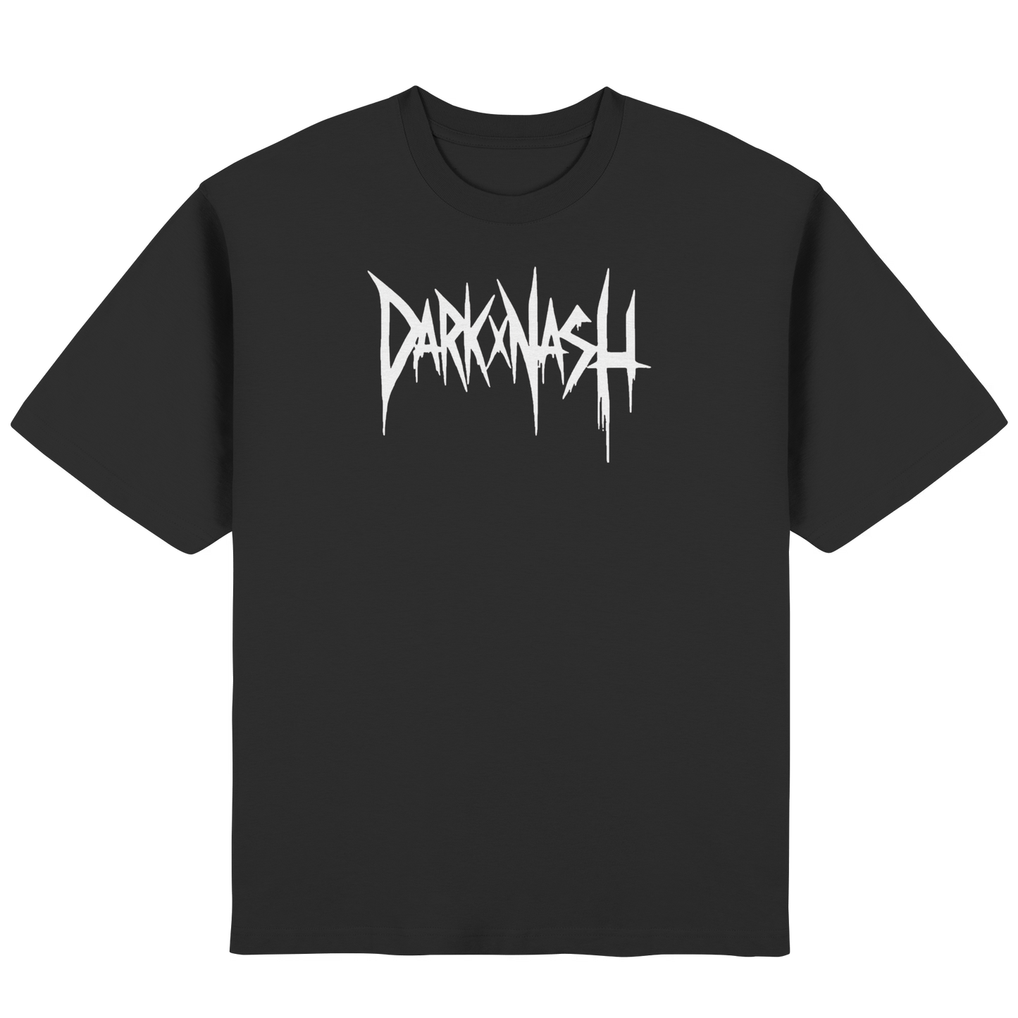 Schwarzes Oversized T-Shirt mit weißem DARKXNASH Frontprint Logo