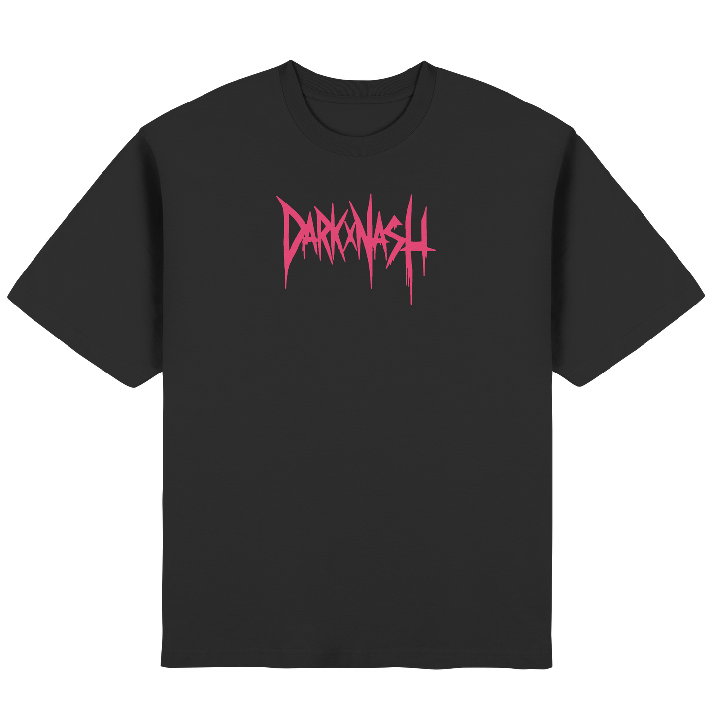 Schwarzes Oversize T-Shirt mit pinkem DarkXNash Frontprint