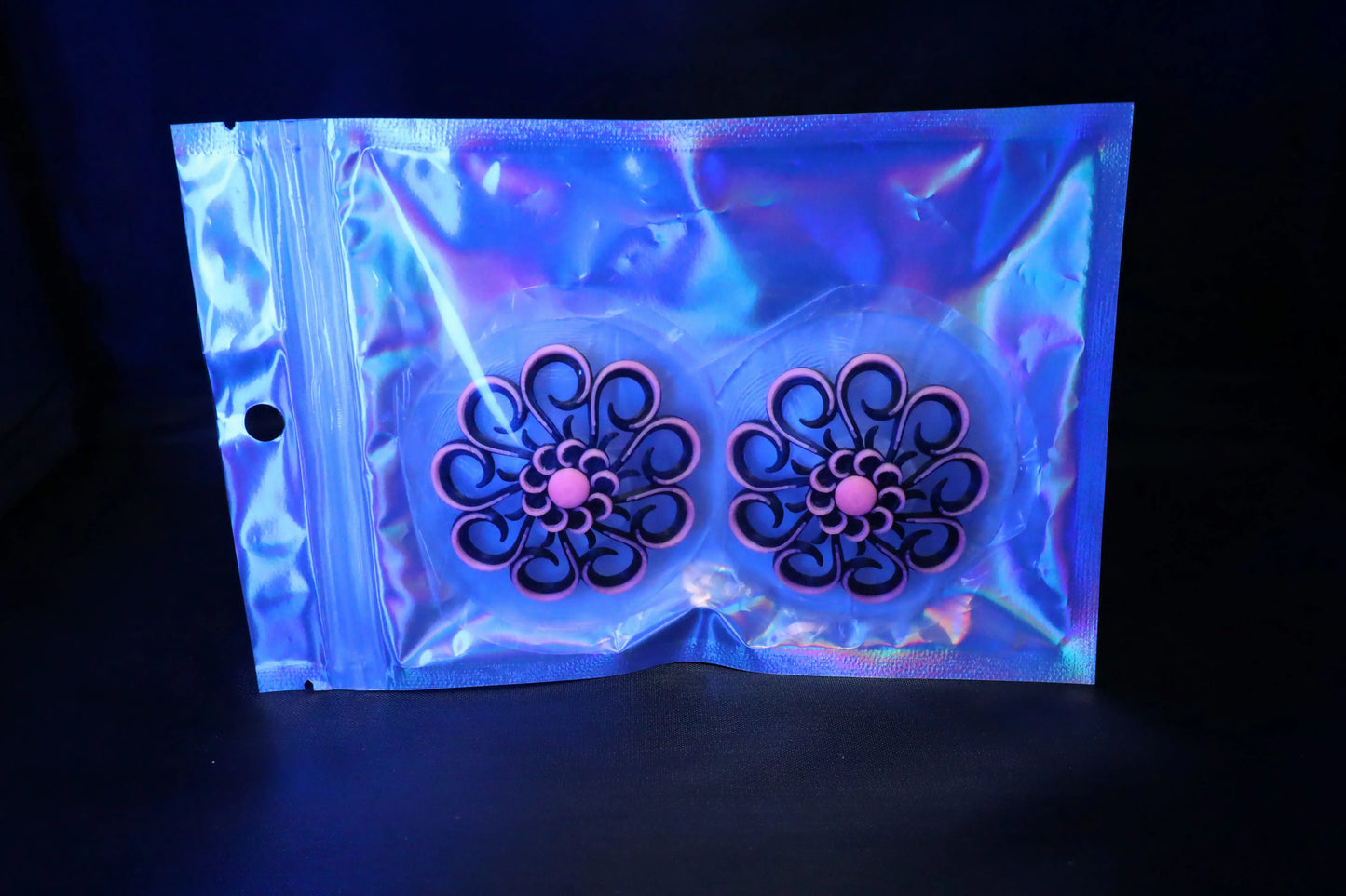 Nippel Cover Blume Schwarz Pink