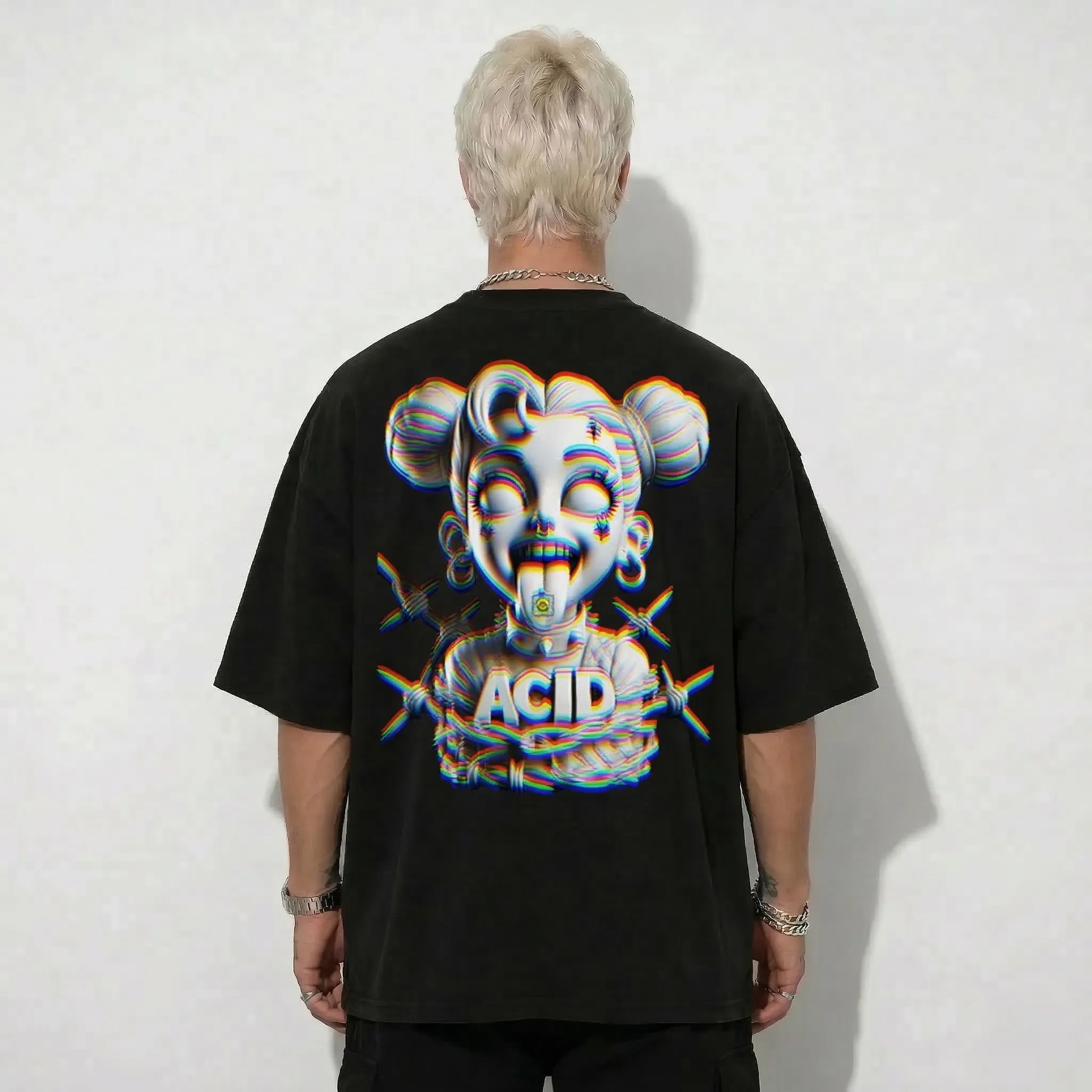 Acid Backprint Techno Shirt mit Rave Print hinten DARKXNASH Streetwear T-Shirt Festival Hardtechno Outfit Herren