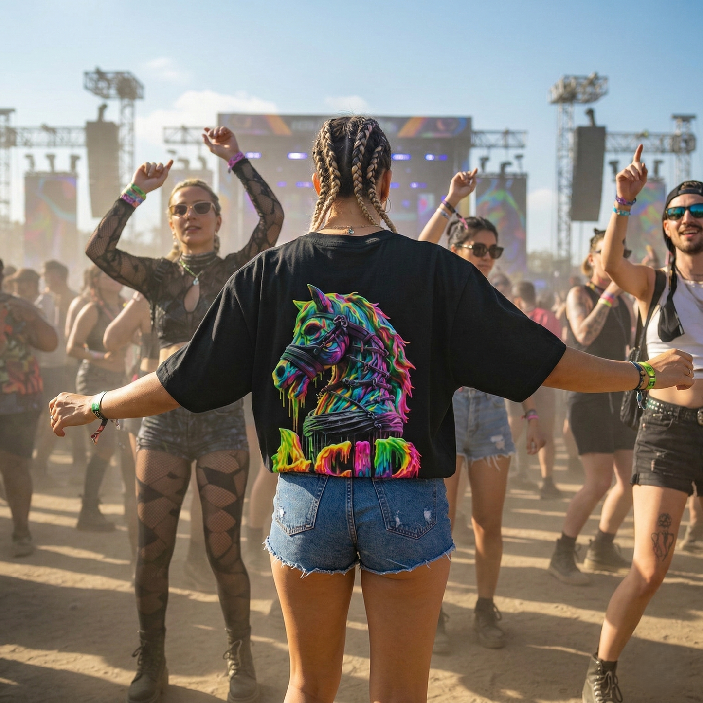 ACID HORSE - T-shirt ample de mode urbaine