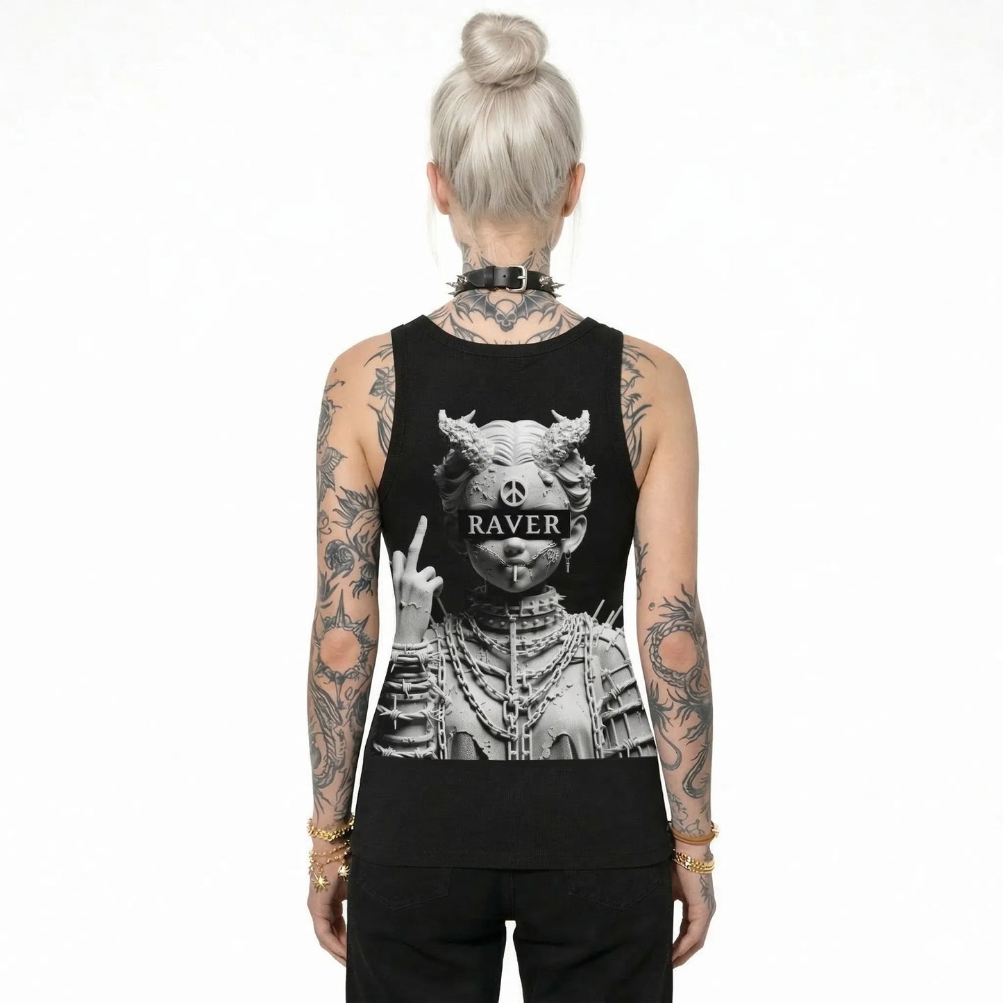 PEACE & CHAINS - Womens Organic Fitted Tank Top