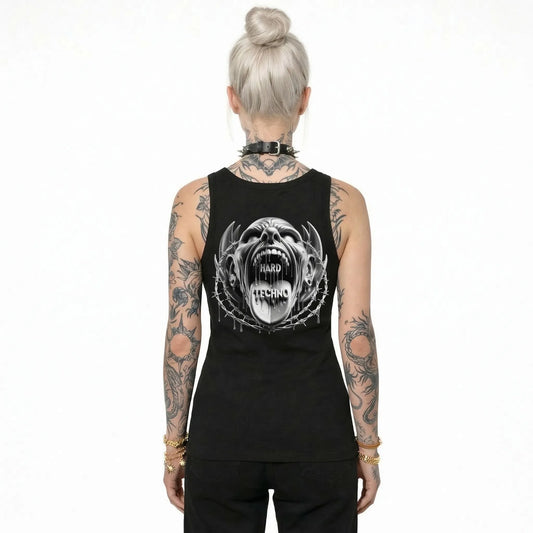 Hard Techno Shout - Womens Organic Fitted Tank Top