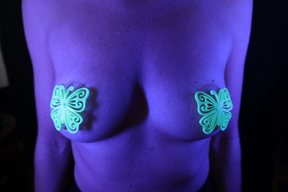 Nippel Cover Schmetterling Neon Grün