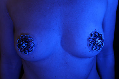 Nippel Cover Blume Schwarz Pink