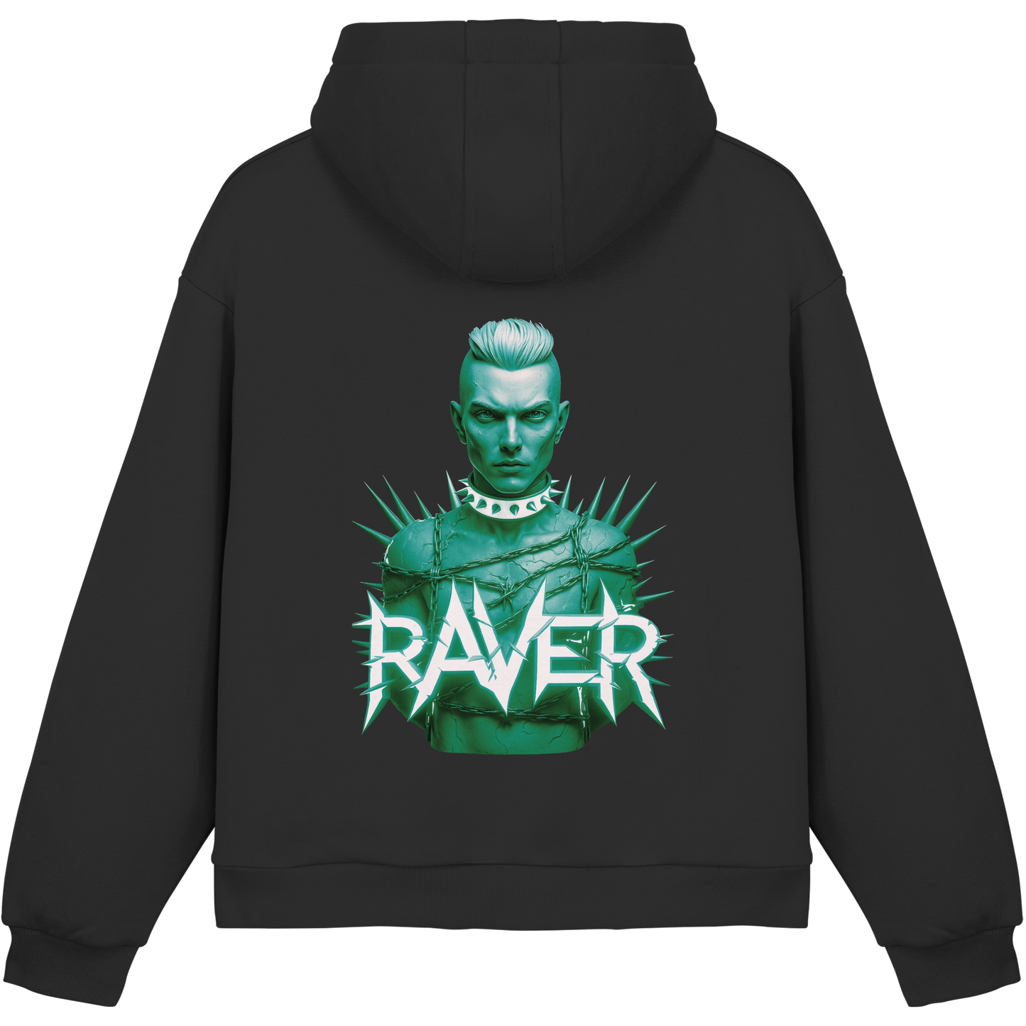Green Raverboy - Fluffy Boxcut Hoodie