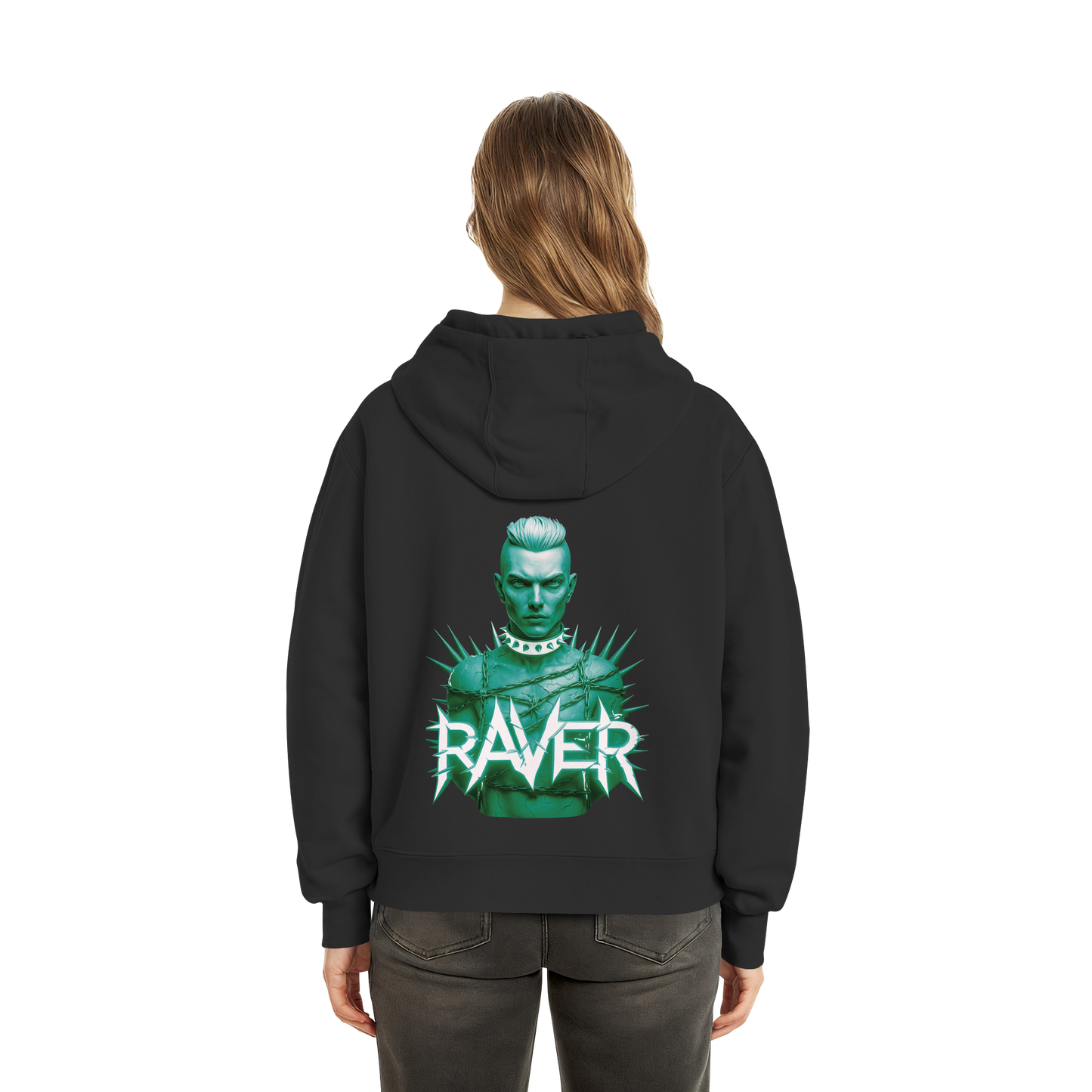 Green Raverboy - Fluffy Boxcut Hoodie