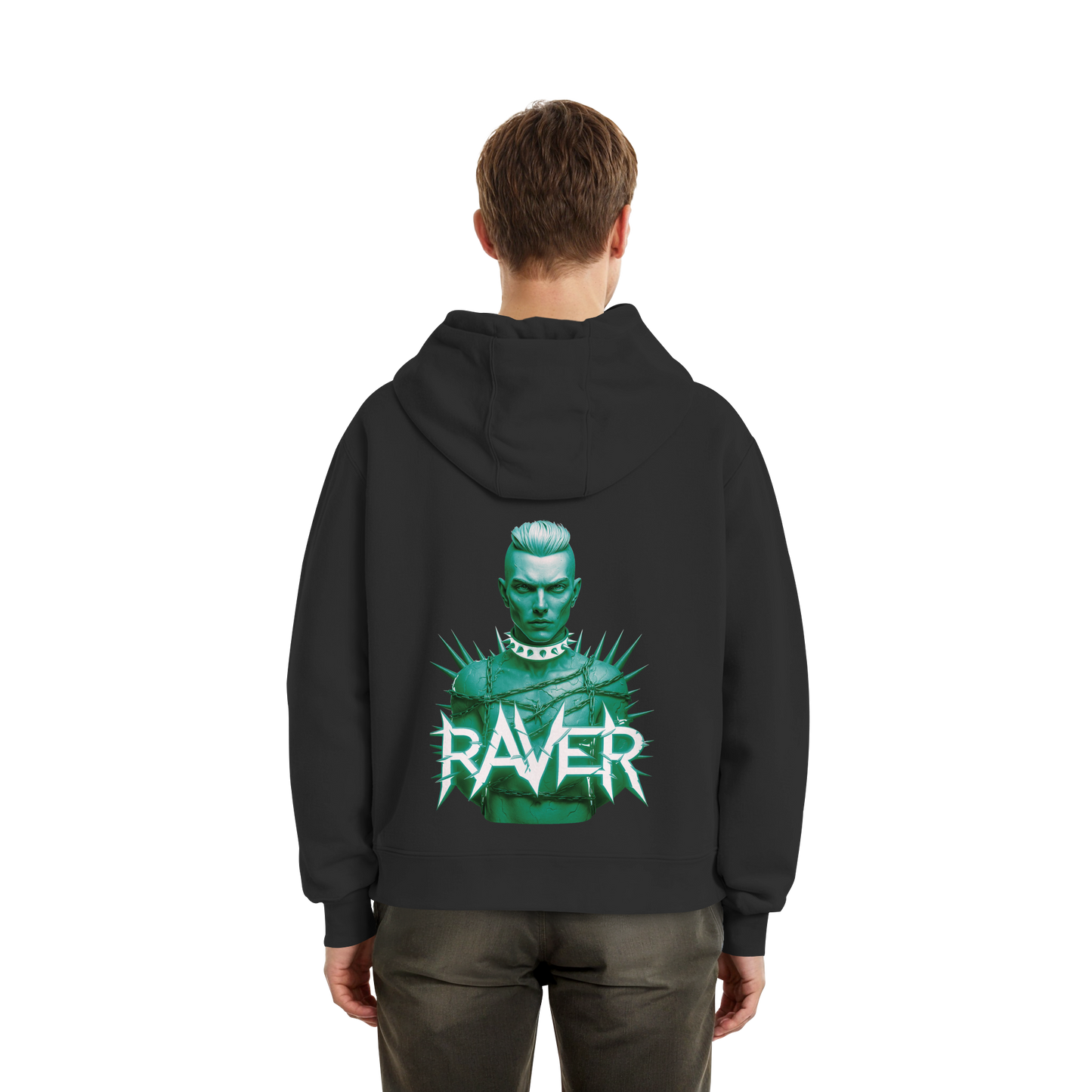 Green Raverboy - Fluffy Boxcut Hoodie