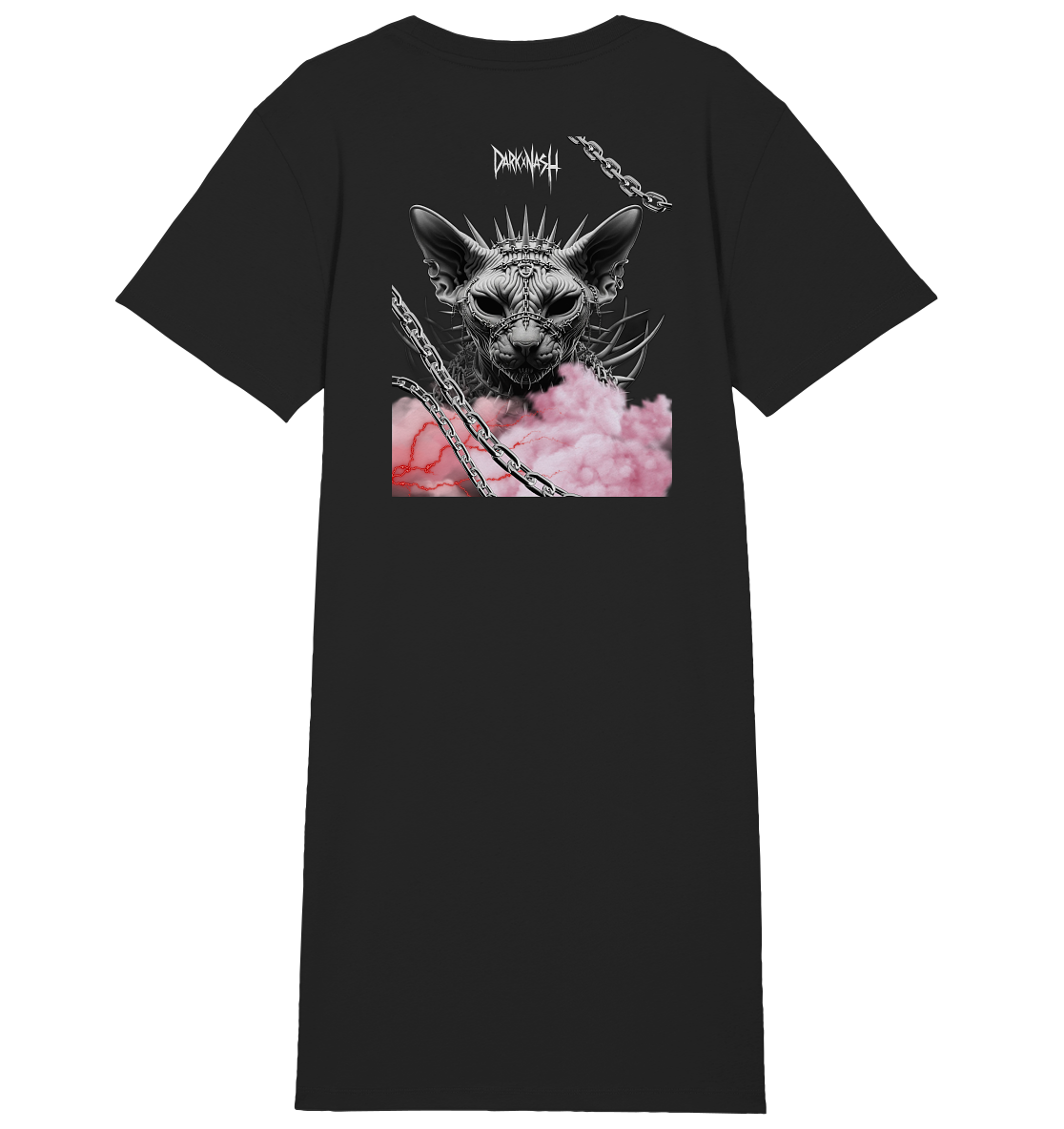 Spiked Sphinx - Dunkle Eleganz trifft auf Technowelt (Backprint) - Ladies Organic Shirt Dress