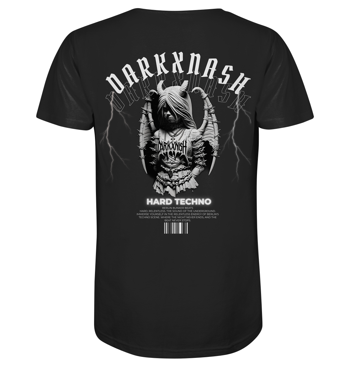 Techno Seraphim: The Angel of Underground Sounds (Backprint) - Organic Basic Shirt