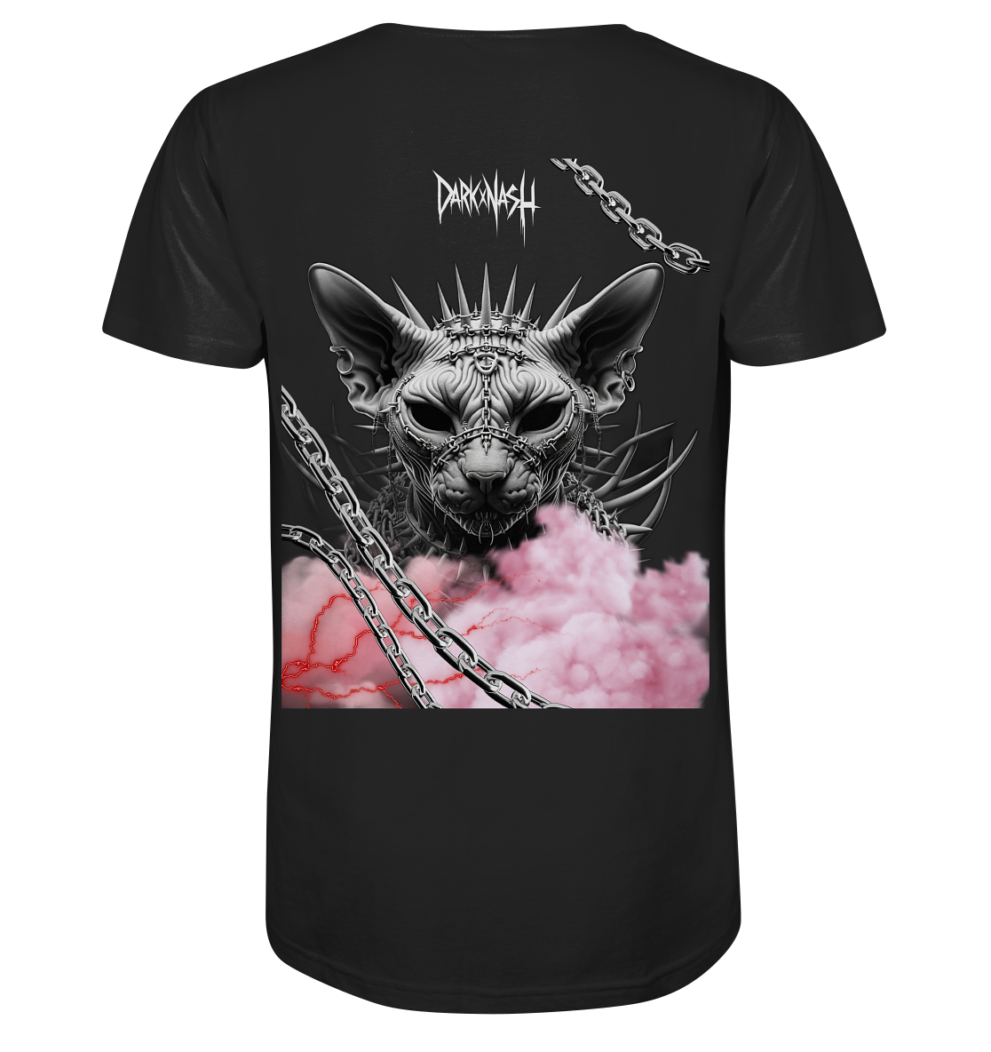 Spiked Sphinx - Dunkle Eleganz trifft auf Technowelt (Backprint) - Organic Basic Shirt