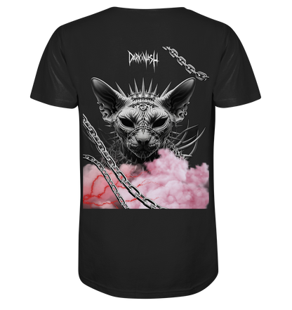 Spiked Sphinx - Dunkle Eleganz trifft auf Technowelt (Backprint) - Organic Basic Shirt