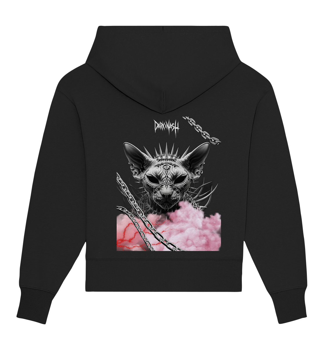 Spiked Sphinx - Dark elegance meets techno world (backprint) - Organic Oversize Hoodie