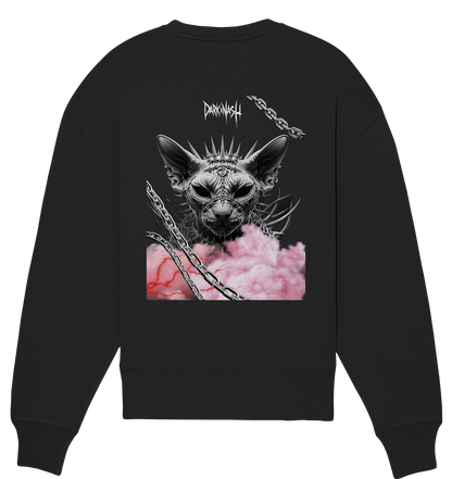 Spiked Sphinx - Dunkle Eleganz trifft auf Technowelt (Backprint) - Organic Oversize Sweatshirt