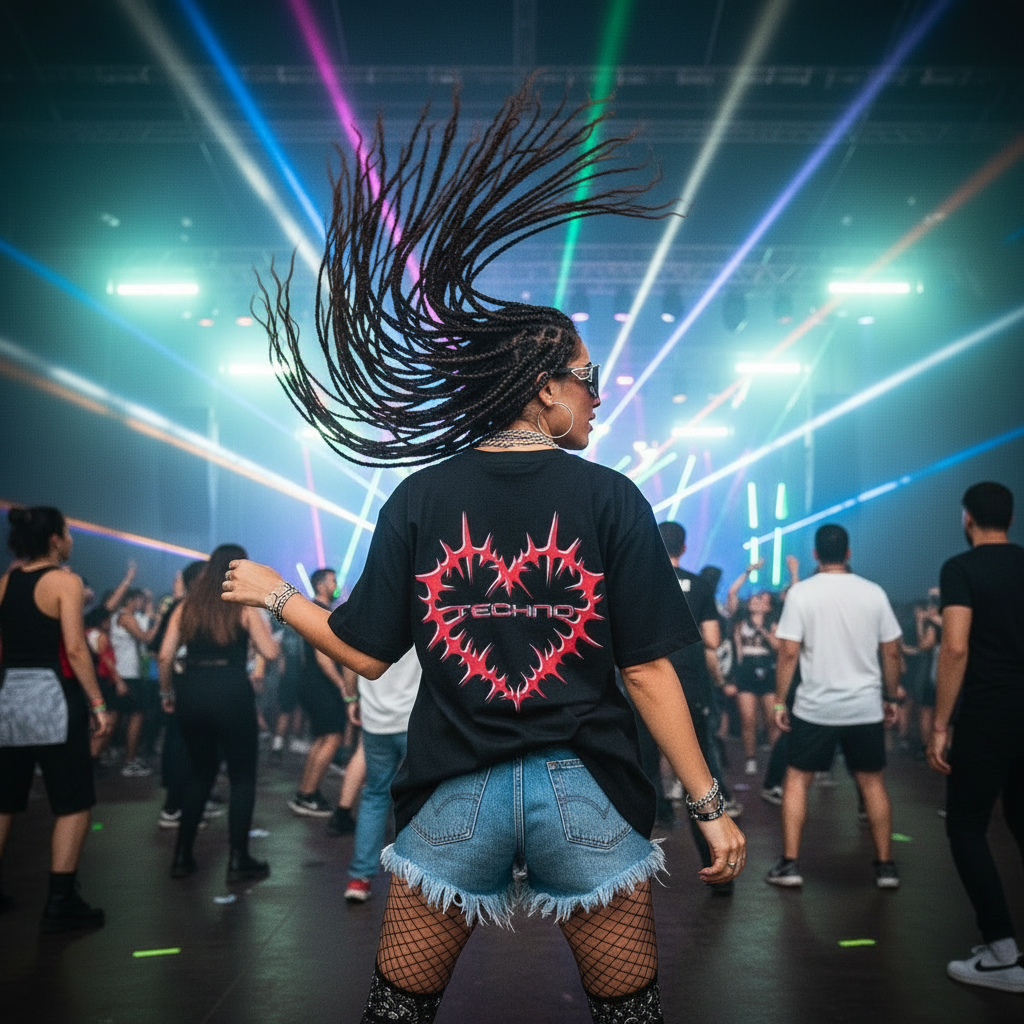 Heartcore Rave - Camiseta holgada de moda urbana
