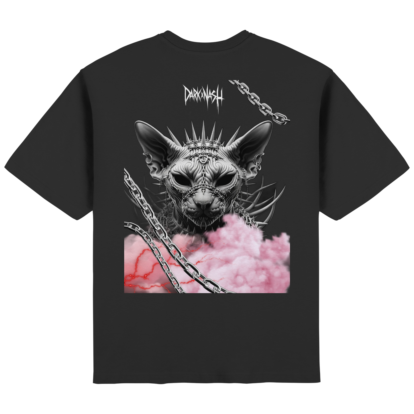 Spiked Sphinx - Dunkle Eleganz trifft auf Technowelt - Streetwear Oversized T-Shirt