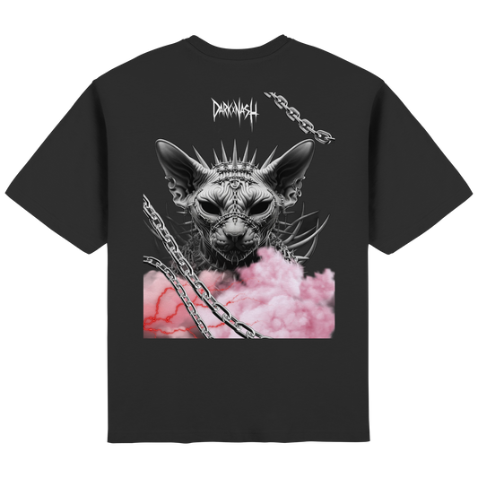 Spiked Sphinx - Dunkle Eleganz trifft auf Technowelt - Streetwear Oversized T-Shirt