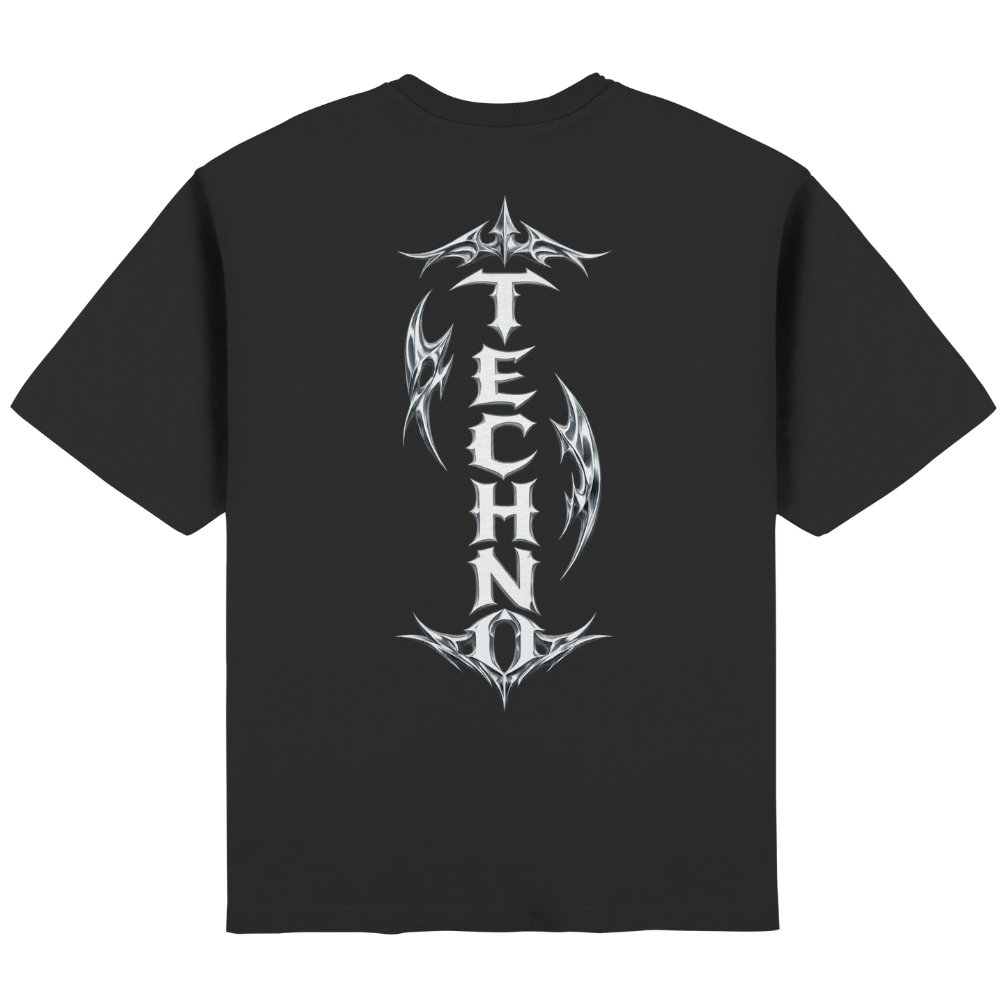 Schwarzes Oversized Techno T-Shirt DARKXNASH mit Backprint, minimalistisches Streetwear Design, Rave und Clubwear Style