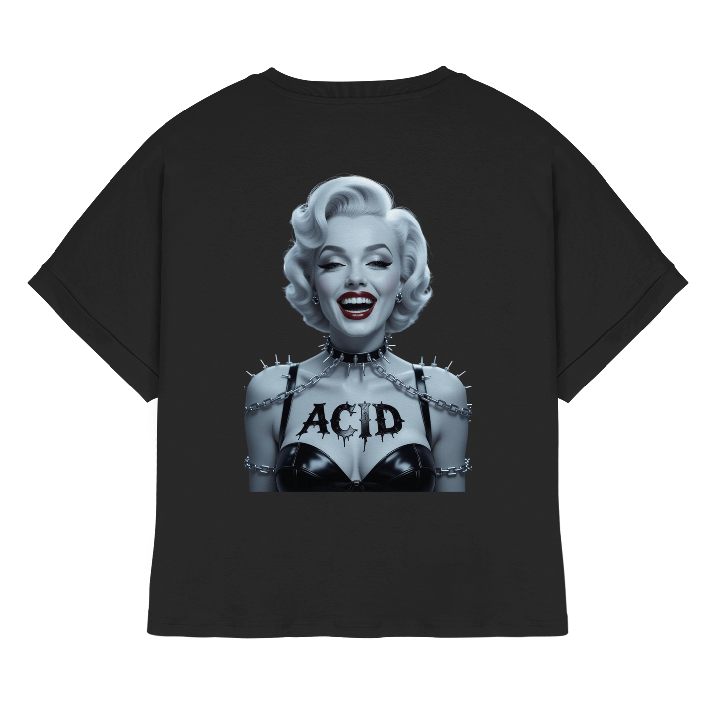 Marilyn on Acid - Dames Organisch T-shirt met Opgerolde Mouwen