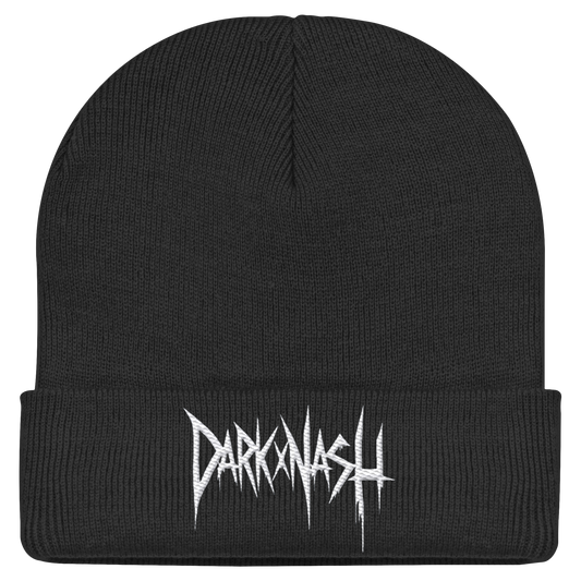 Schwarze Classic Beanie Mütze mit weißem DARKXNASH Logo – Streetwear Accessoire