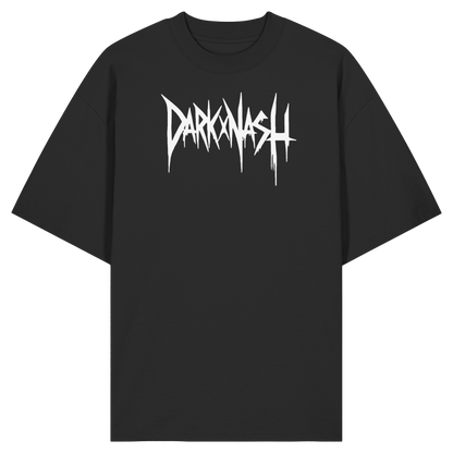 Schwarzes Oversized Streetwear T-Shirt mit weißem DARKXNASH Frontlogo – Techno Fashion