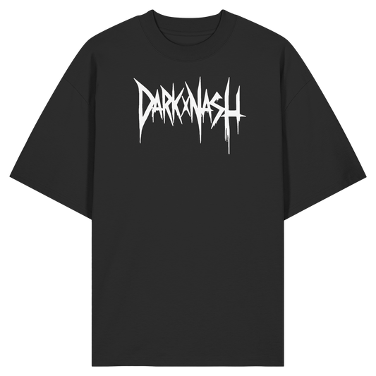 Schwarzes Oversized Streetwear T-Shirt mit weißem DARKXNASH Frontlogo – Techno Fashion