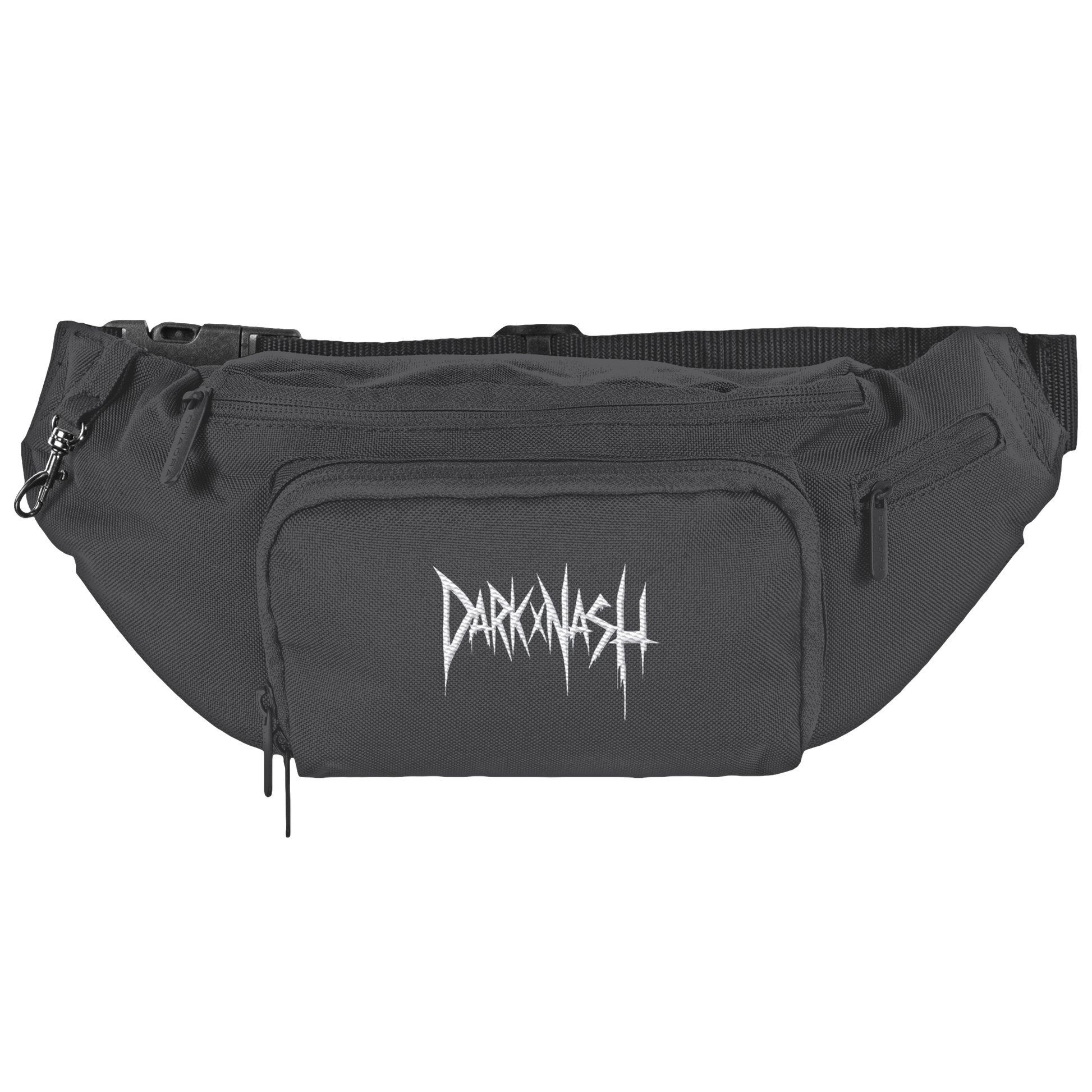 Graue Schultertasche DARKXNASH mit Frontlogo, Techno Streetwear Accessoire, minimalistisches Rave Design