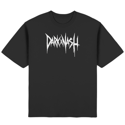 Schwarzes Oversized T-Shirt mit weißem DARKXNASH Frontprint Logo