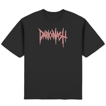 Oversized T-Shirt in Schwarz mit rosa DARKXNASH Schriftzug vorne