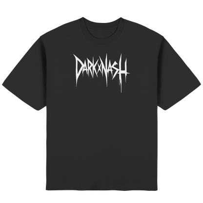 Schwarzes Oversized Streetwear T-Shirt mit weißem DARKXNASH Logo als Frontprint