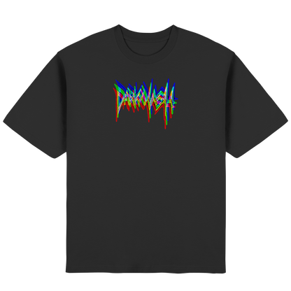 Schwarzes Oversize T-Shirt mit glitcheffekt DarkXNash Frontprint