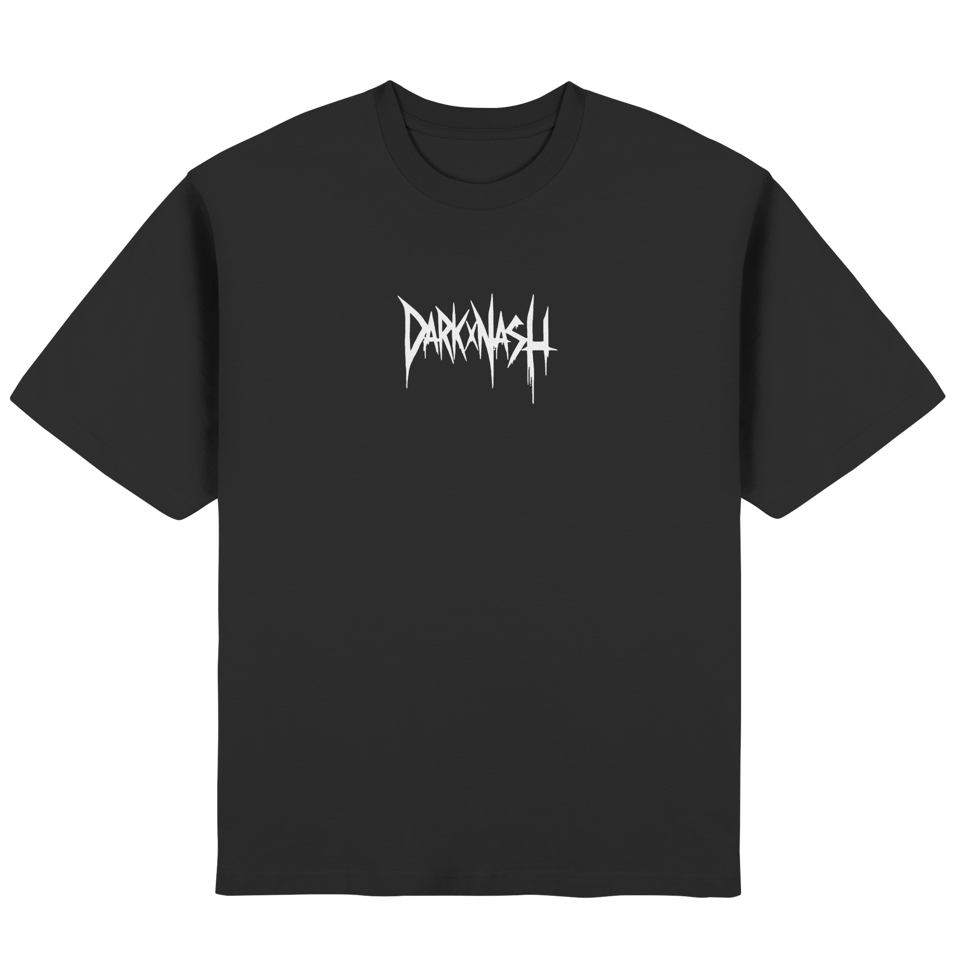 Schwarzes Oversized Techno T-Shirt DARKXNASH mit Frontprint, minimalistisches Streetwear Design, Rave und Clubwear Style