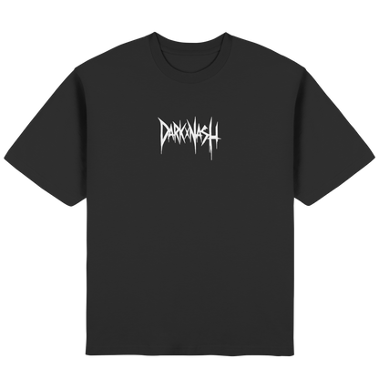 Schwarzes Oversized Techno T-Shirt DARKXNASH mit Frontprint, minimalistisches Streetwear Design, Rave und Clubwear Style