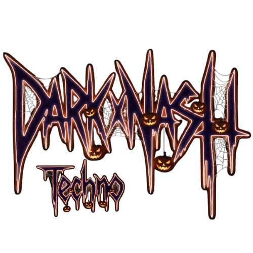 Darkxnash logo im Halloweenstil mit kürbis elementen und spinnenweben
