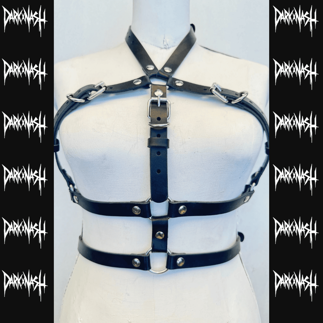 Black Tulip – Unisex Rave Harness aus Leder