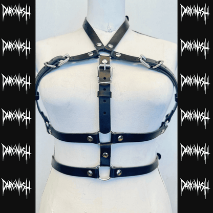 Black Tulip – Unisex leren Rave-harnas
