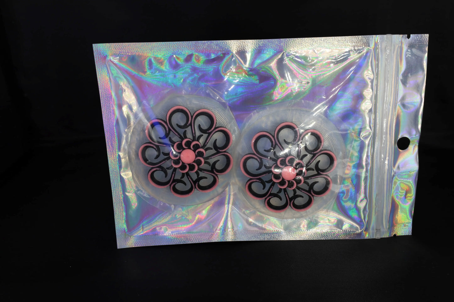 Nippel Cover Blume Schwarz Pink