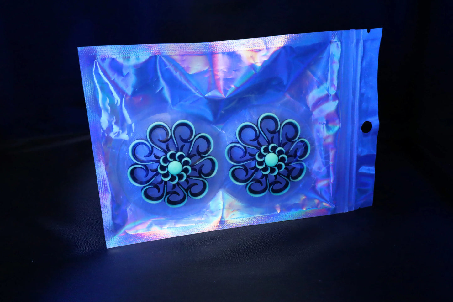 Nippel Cover Blume Schwarz Türkis