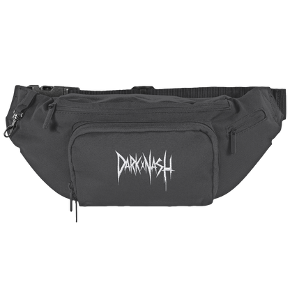 Graue Schultertasche DARKXNASH mit Frontlogo, Techno Streetwear Accessoire, minimalistisches Rave Design